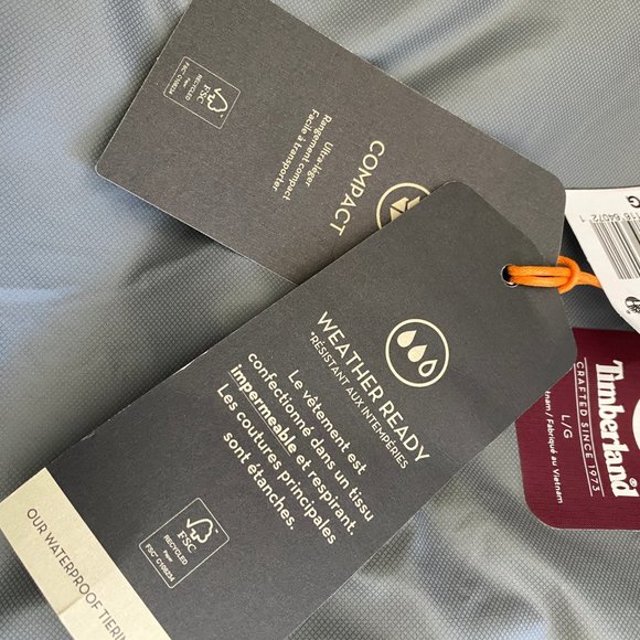 Timberland Men's Wind Waterproof Zip Jacket Raincoat Red Long Sleeve - Picture 7 of 9